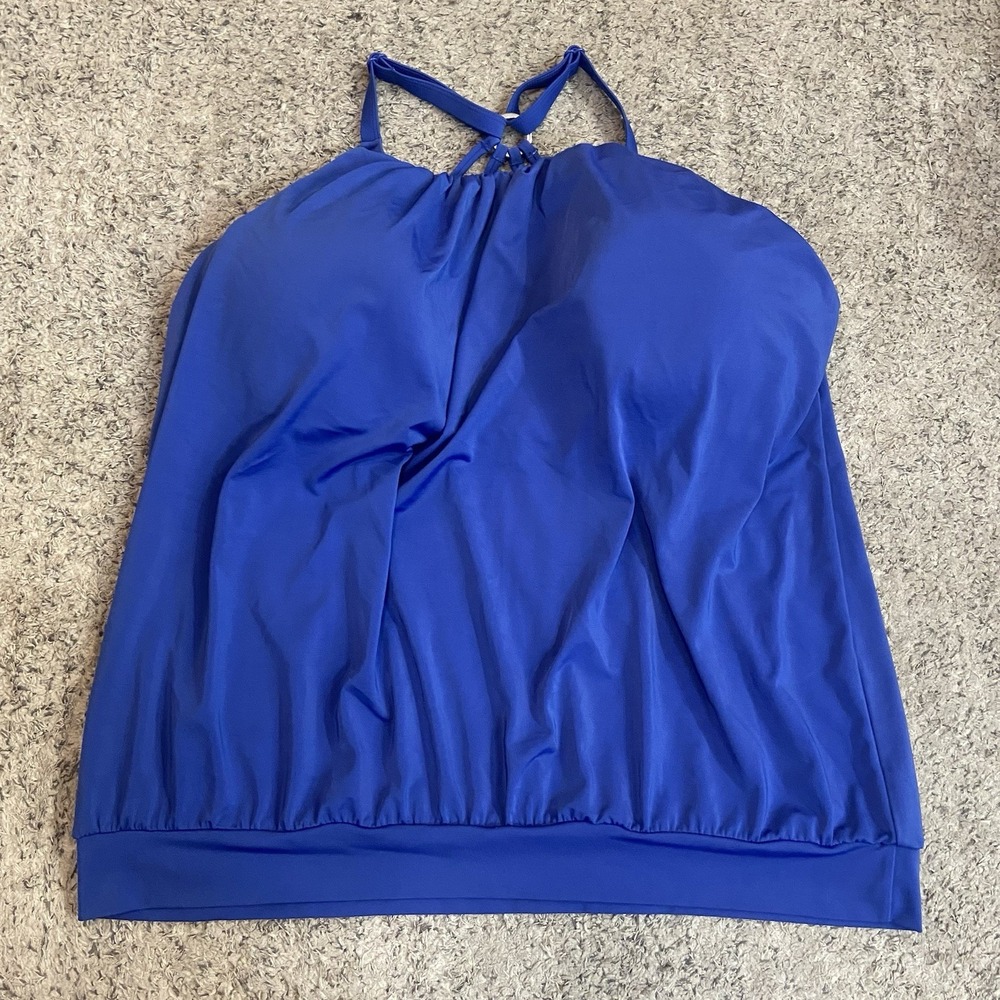 Swim By Cacique Womens Blue Wireless Lined Tankini Top Size 20
